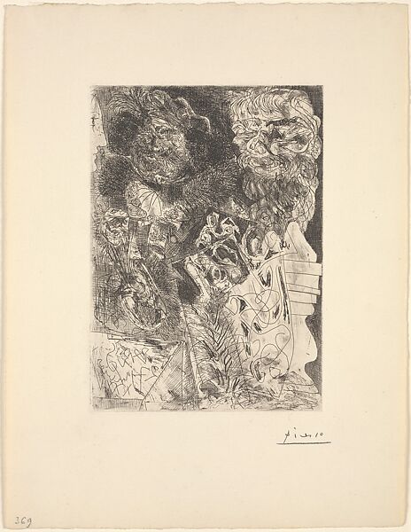 Rembrandt with a Palette, from the  Vollard Suite, Pablo Picasso (Spanish, Malaga 1881–1973 Mougins, France), Etching 