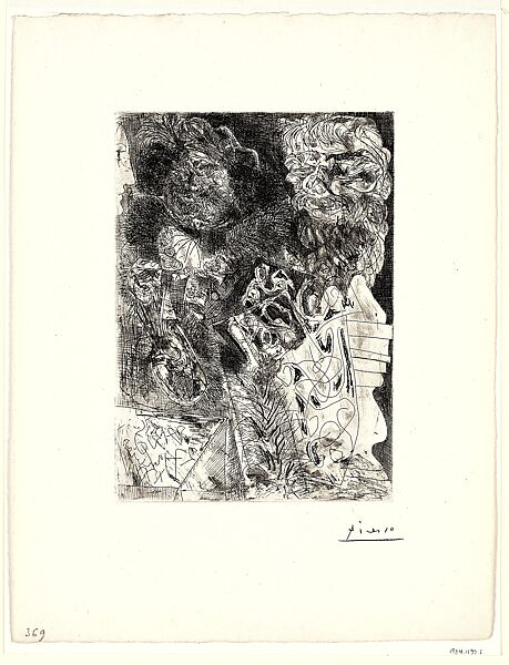 Rembrandt with a Palette, from the Vollard Suite, Pablo Picasso (Spanish, Malaga 1881–1973 Mougins, France), Etching