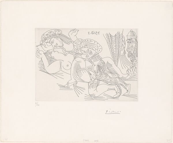 Raphael et the Fornarina XX, from Suite 347, Pablo Picasso (Spanish, Malaga 1881–1973 Mougins, France), Etching 