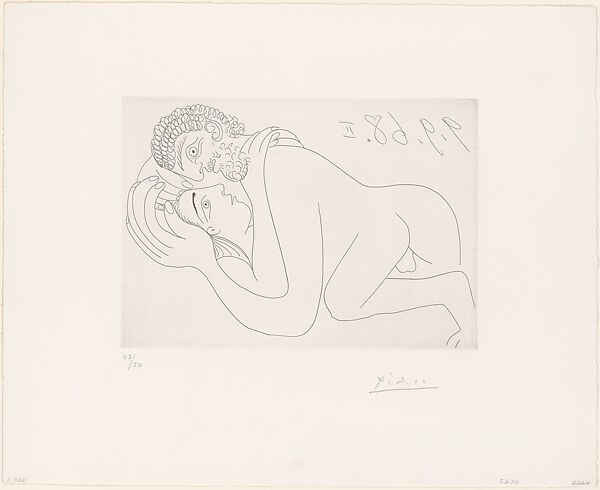 Amorous Couple: Rapahel and the Fornarina, End, from 347 Suite, Pablo Picasso (Spanish, Malaga 1881–1973 Mougins, France), Etching 