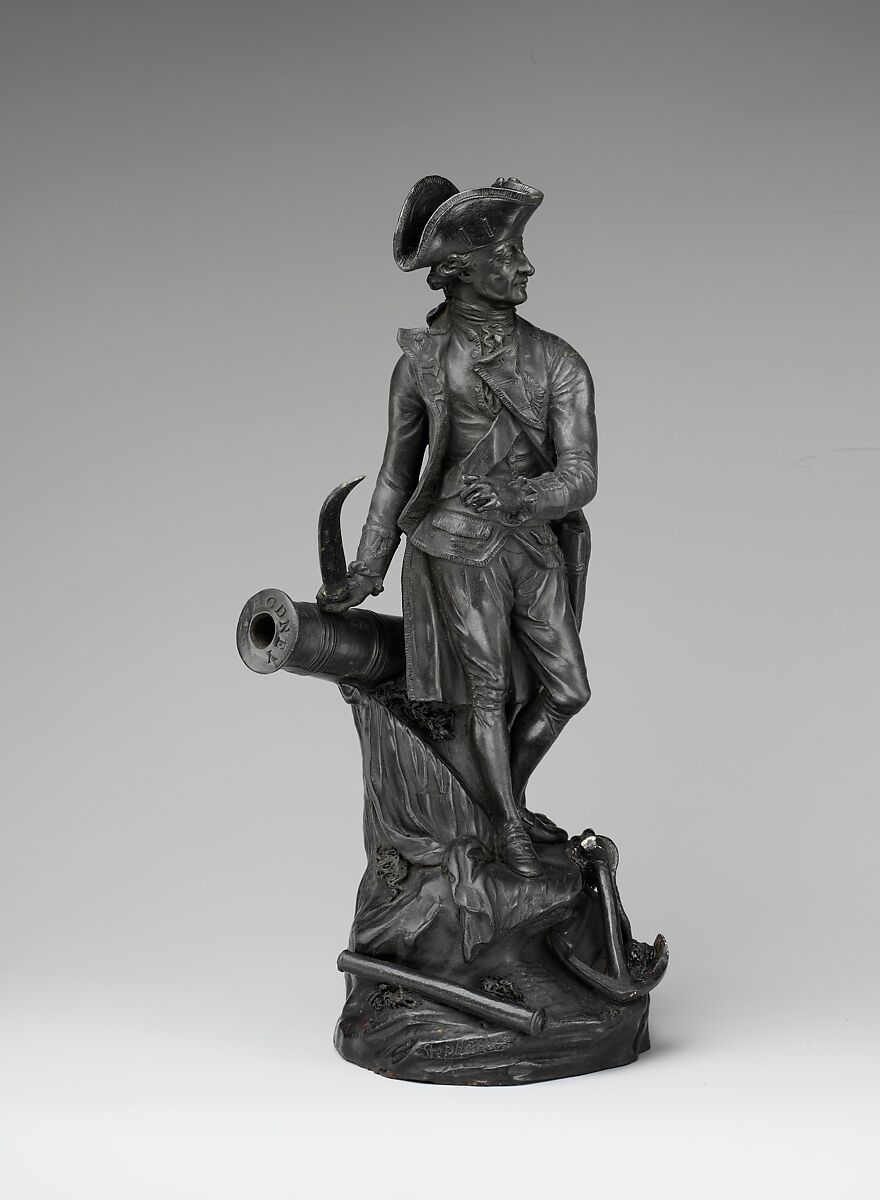 Figure of Admiral George Rodney, Pierre Stephan (French, active ca. 1770–95), Earthenware, basalt, British (American market) 