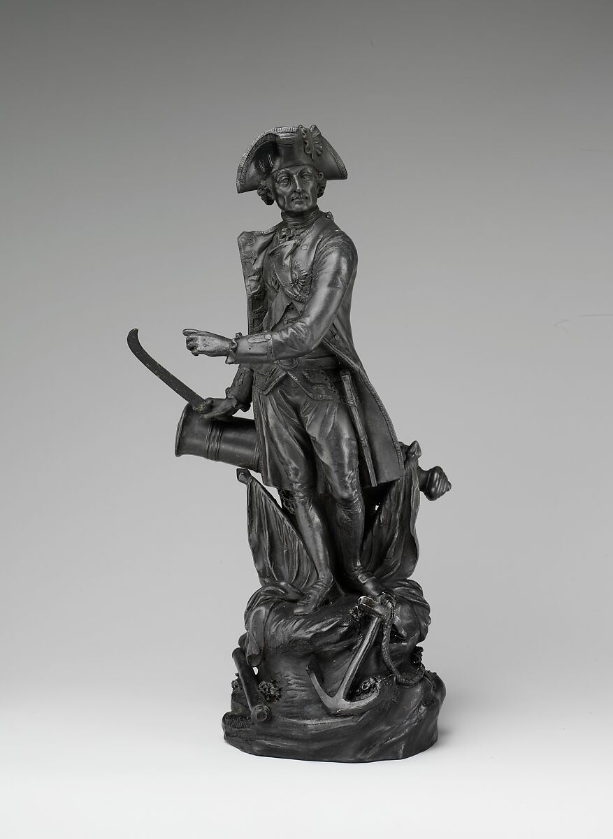 Figure of Admiral George Rodney, Pierre Stephan (French, active ca. 1770–95), Earthenware, basalt, British (American market)