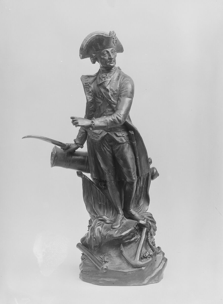 Figure of Admiral George Rodney, Pierre Stephan (French, active ca. 1770–95), Earthenware, basalt, British (American market)