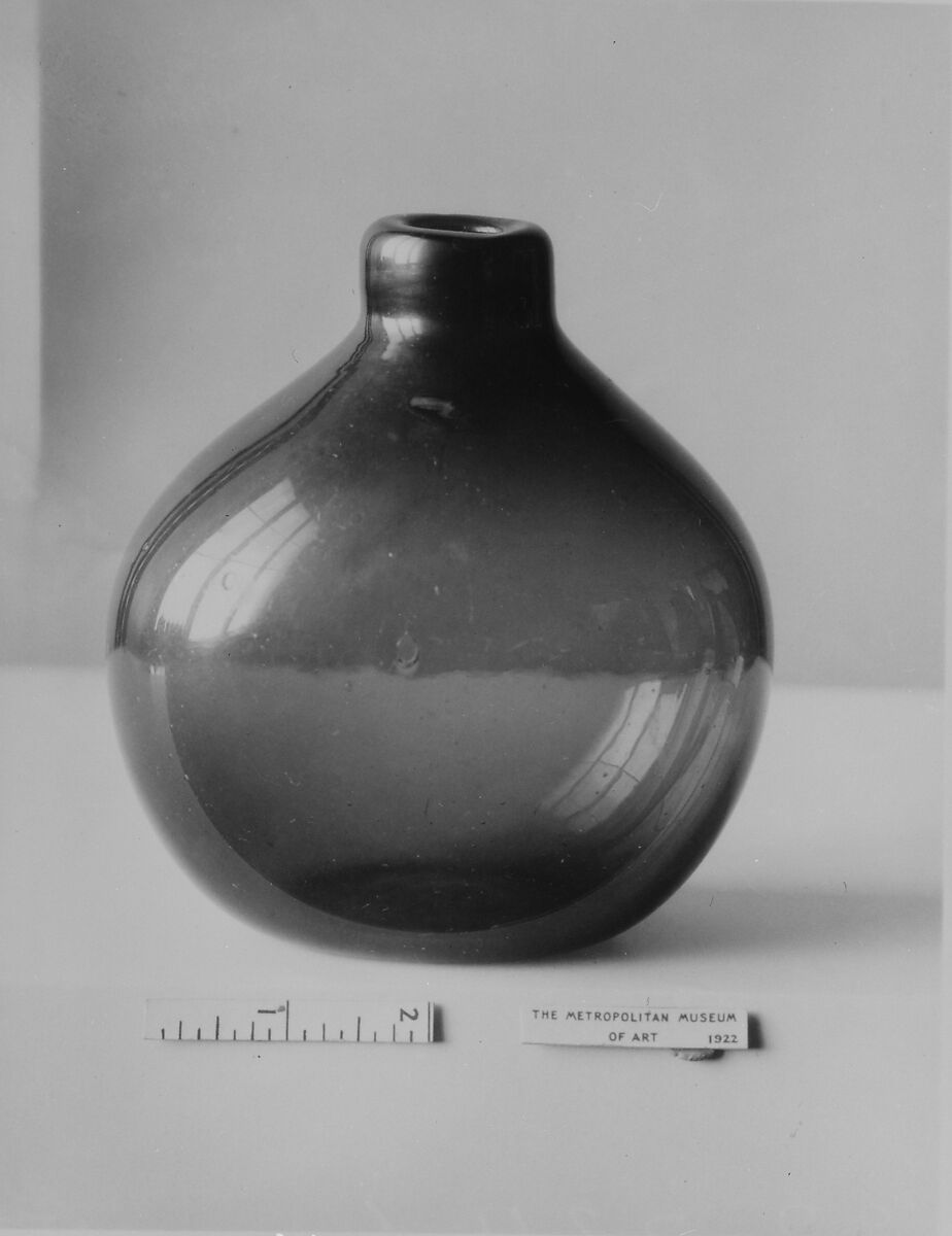 Flask, Free-blown glass, American 