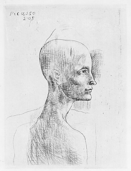 Bust of a Man, Pablo Picasso (Spanish, Malaga 1881–1973 Mougins, France), Drypoint