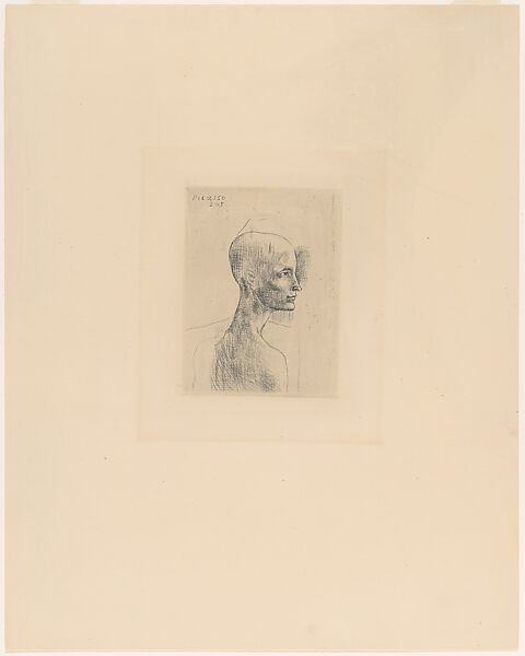 Bust of a Man, Pablo Picasso (Spanish, Malaga 1881–1973 Mougins, France), Drypoint 