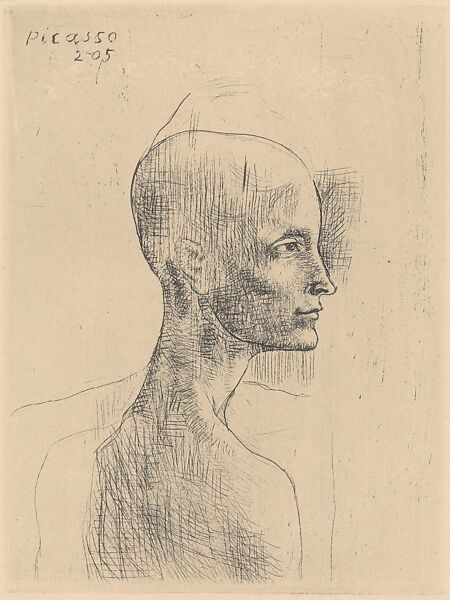 Bust of a Man, Pablo Picasso (Spanish, Malaga 1881–1973 Mougins, France), Drypoint