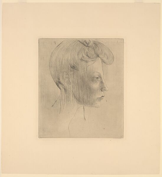 Head of a Woman, in Profile, Pablo Picasso (Spanish, Malaga 1881–1973 Mougins, France), Drypoint 