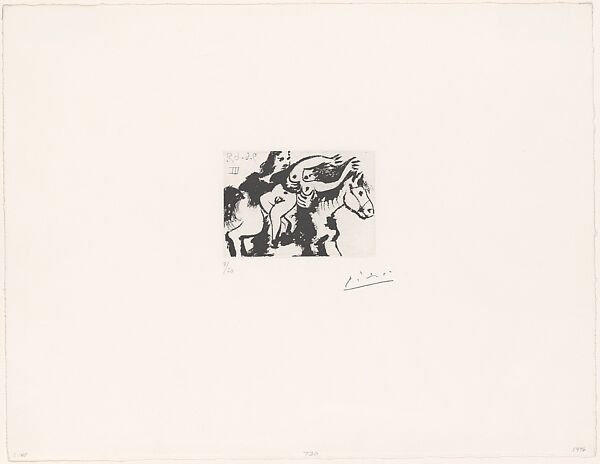 The Abduction by Horse, from 347 Suite, Pablo Picasso (Spanish, Malaga 1881–1973 Mougins, France), Sugar-lift aquatint 
