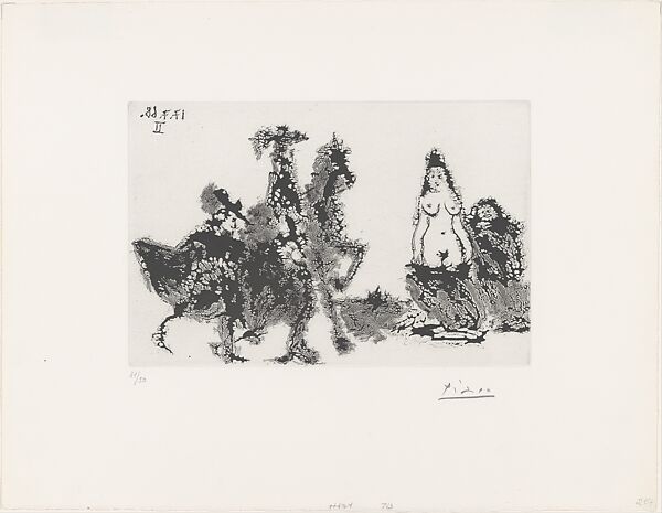 Célestine, Maja and Two Gentleman, from 347 Suite, Pablo Picasso (Spanish, Malaga 1881–1973 Mougins, France), Sugar-lift aquatint 