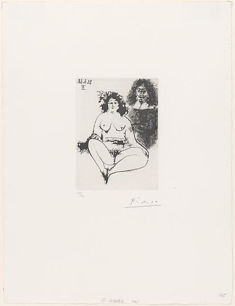 Fat Prostitute and Musketeer, from 347 Suite, Pablo Picasso (Spanish, Malaga 1881–1973 Mougins, France), Sugar lift aquatint 