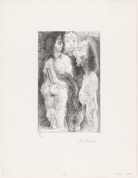 Fat Courtesan with an Old Man and a Spectator in Costume, from 347 Suite, Pablo Picasso (Spanish, Malaga 1881–1973 Mougins, France), Etching 
