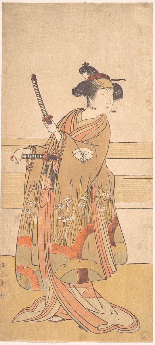 Onoe Tamizo as a Samurai Woman, Katsukawa Shunshō　勝川春章 (Japanese, 1726–1792), Woodblock print (nishiki-e); ink and color on paper, Japan 