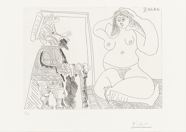 Seated Female Nude, from 347 Suite, Pablo Picasso (Spanish, Malaga 1881–1973 Mougins, France), Etching 