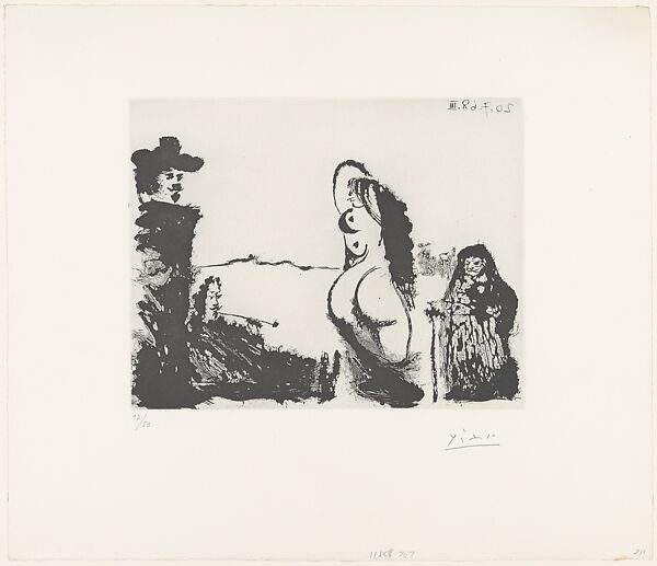 Le déjeuner sur l'herbe, in the style of Rembrandt, with Maja and Célestine, from 347 Suite, Pablo Picasso (Spanish, Malaga 1881–1973 Mougins, France), Sugar-lift aquatint 