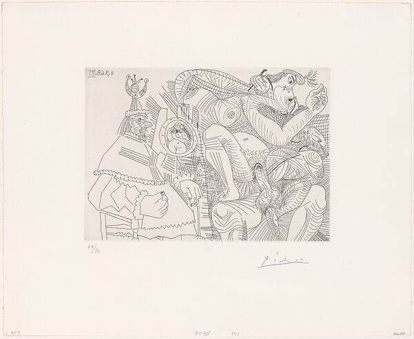 Raphael and the Fornarina XII, from 347 Suite, Pablo Picasso (Spanish, Malaga 1881–1973 Mougins, France), Etching 