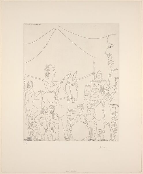 At the Circus: Group with Female Rider and Clown, from 347 Suite, Pablo Picasso (Spanish, Malaga 1881–1973 Mougins, France), Etching 