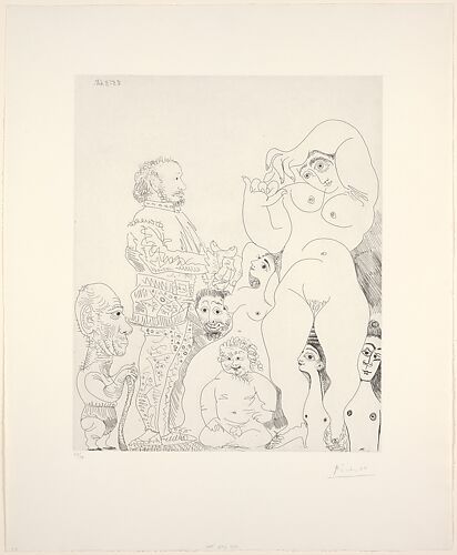 Self Portrait with a Cane with a Comedian in Costume, Cupid, and Women, from 347 Suite