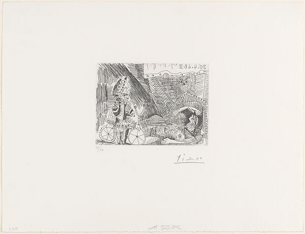 A Jester with a Bicycle and an Odalisque with an Owl, from 347 Suite