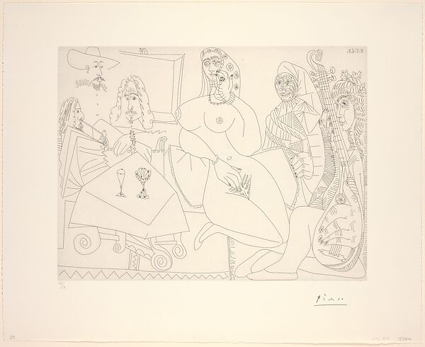 Discussing Music at Celestine's, from 347 Suite, Pablo Picasso (Spanish, Malaga 1881–1973 Mougins, France), Etching 