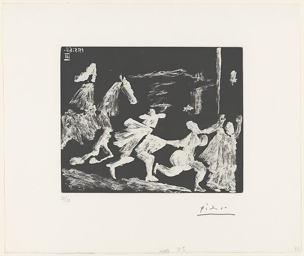 Cape and Sword: Pursuit I, from 347 Suite, Pablo Picasso (Spanish, Malaga 1881–1973 Mougins, France), Aquatint 