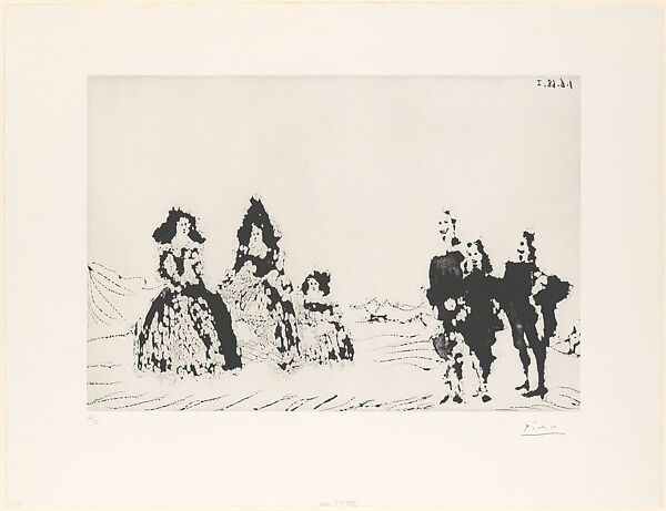 Las Meninas and Gentlemen in the Sierra, from 347 Suite, Pablo Picasso (Spanish, Malaga 1881–1973 Mougins, France), Sugar-lift aquatint 