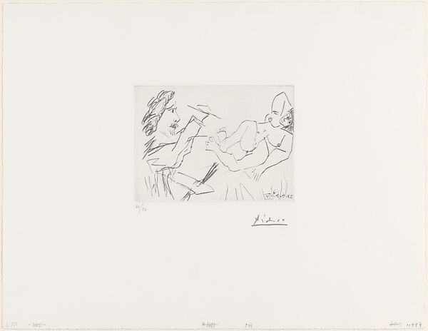 Painter and Model on a Bed, from 347 Suite, Pablo Picasso (Spanish, Malaga 1881–1973 Mougins, France), Drypoint 