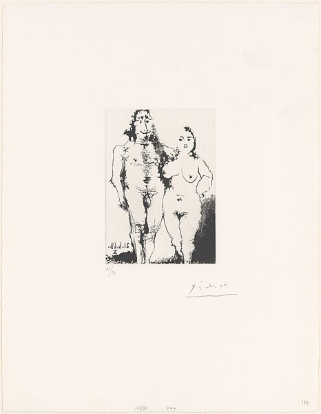 Nude Couple Posing, from 347 Suite, Pablo Picasso (Spanish, Malaga 1881–1973 Mougins, France), Sugar-lift aquatint 