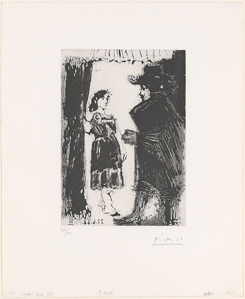 Lovers, from 347 Suite, Pablo Picasso (Spanish, Malaga 1881–1973 Mougins, France), Sugar-lift aquatint 