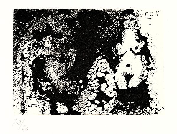 Seated Man with Pipe, Maja and Célestine, from 347 Suite, Pablo Picasso (Spanish, Malaga 1881–1973 Mougins, France), Sugar-lift aquatint
