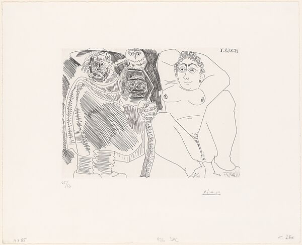 Prostitute, Sorceress, and Traveler in Clogs, from 347 Suite, Pablo Picasso (Spanish, Malaga 1881–1973 Mougins, France), Etching 