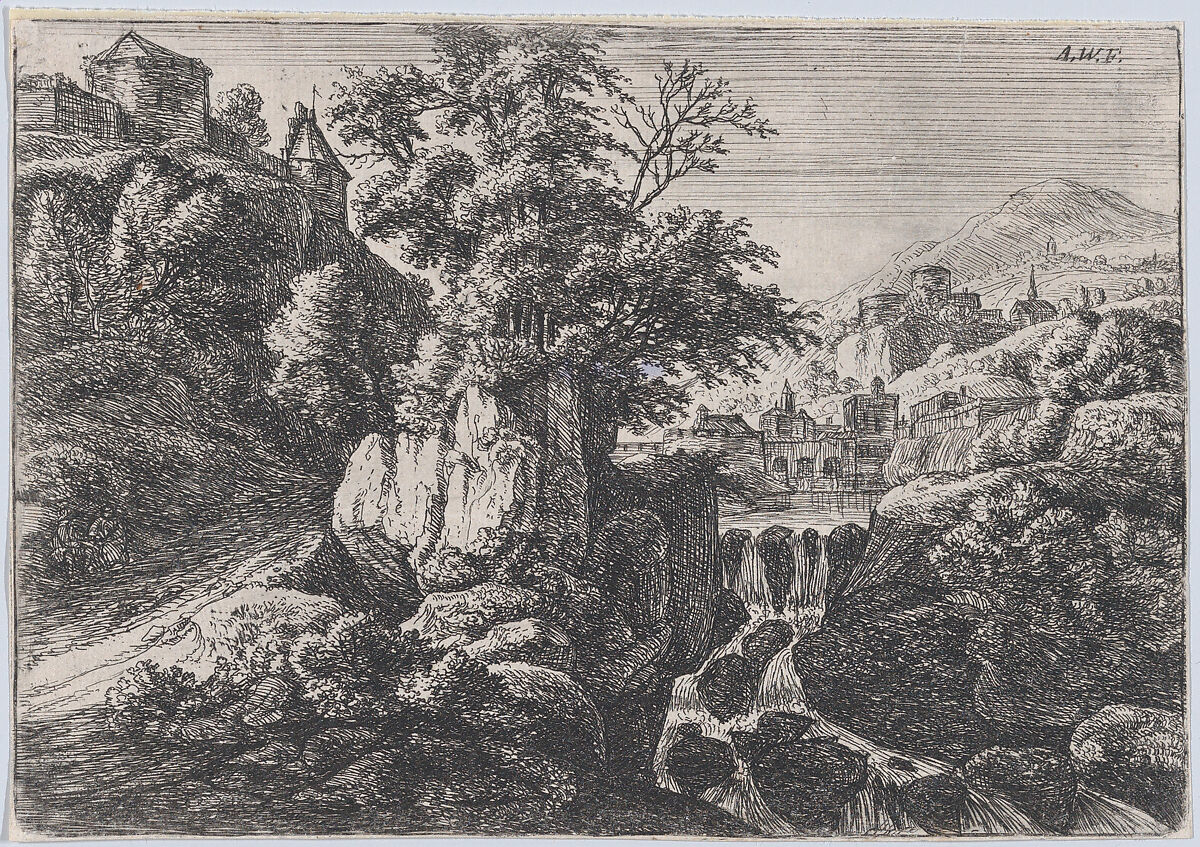 The Triple Cascade, Anthonie Waterloo (Dutch, Lille 1609–1690 Utrecht), Etching 
