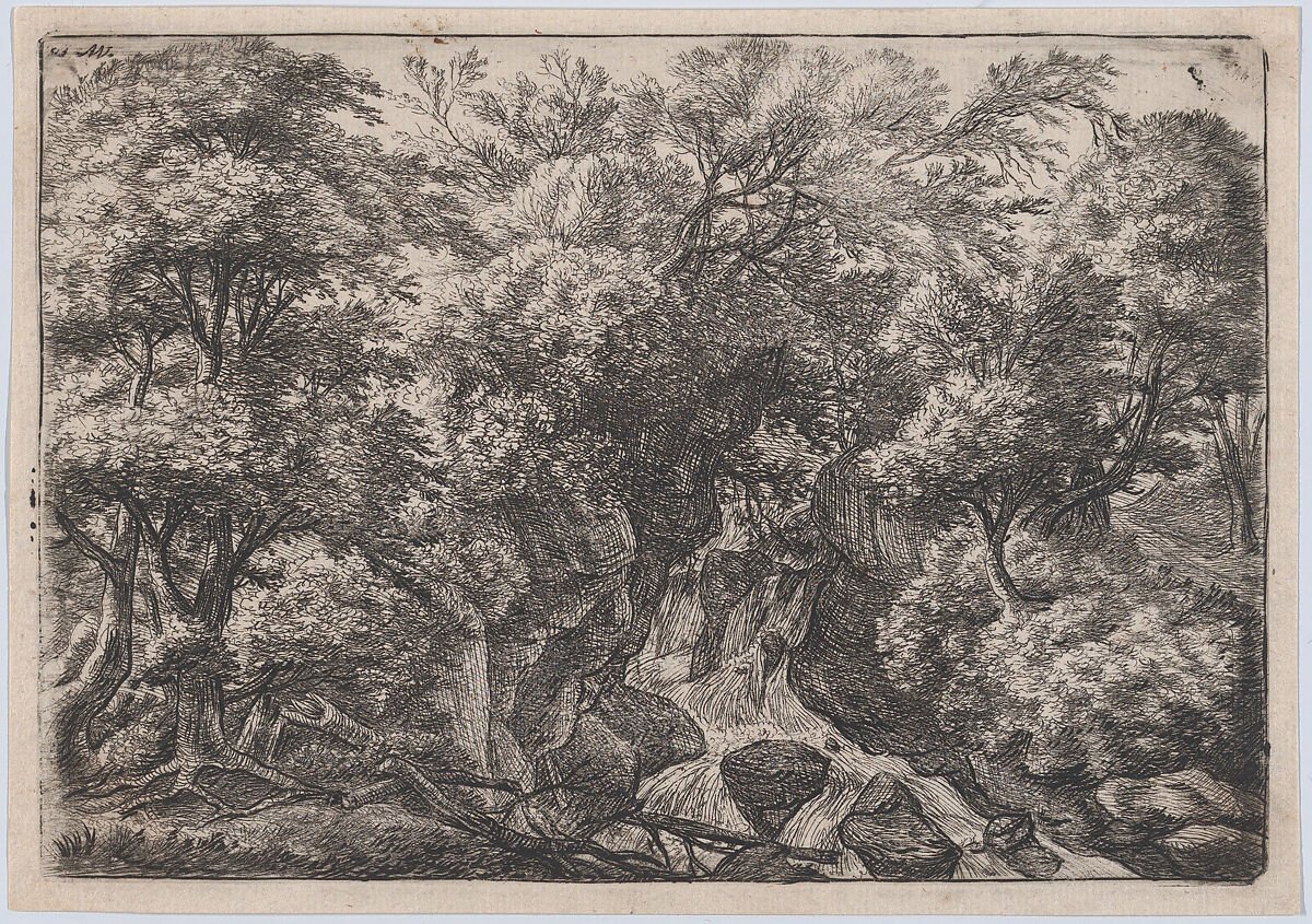 The Large Waterfall, Anthonie Waterloo (Dutch, Lille 1609–1690 Utrecht), Etching 