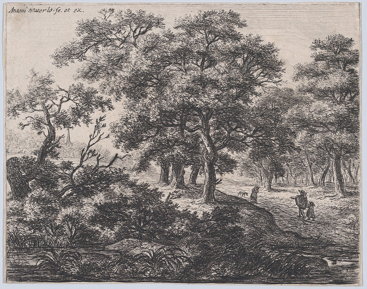 The Four Trees, Etched by Anthonie Waterloo (Dutch, Lille 1609–1690 Utrecht), Etching; second state of two 