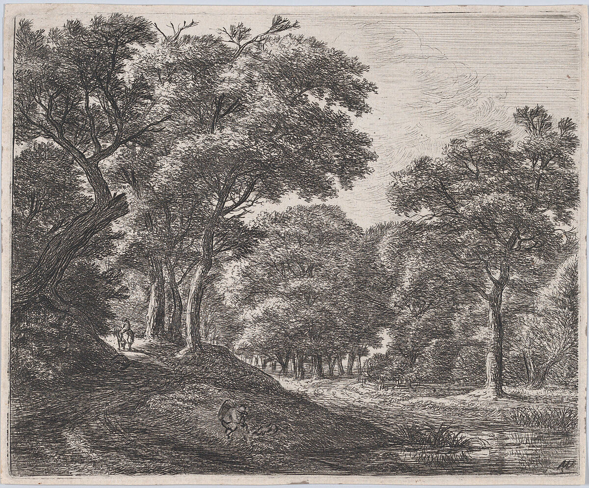 Twilight in the Woods, Etched by Anthonie Waterloo (Dutch, Lille 1609–1690 Utrecht), Etching; second state of two 