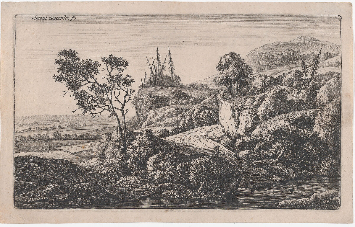 Paths Leading To a Stream, Etched by Anthonie Waterloo (Dutch, Lille 1609–1690 Utrecht), Etching; first state of two 