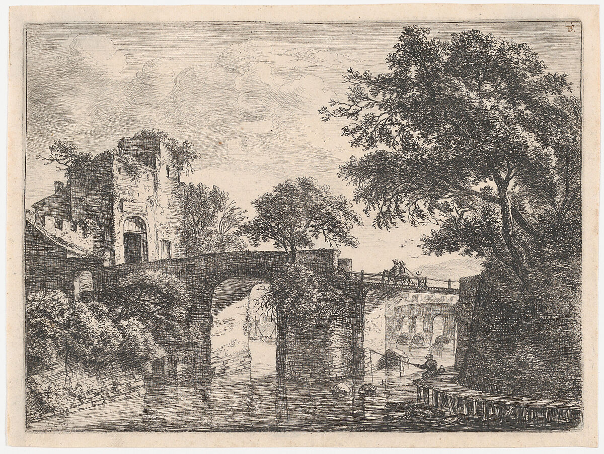 Two Stone Bridges, Etched by Anthonie Waterloo (Dutch, Lille 1609–1690 Utrecht), Etching 