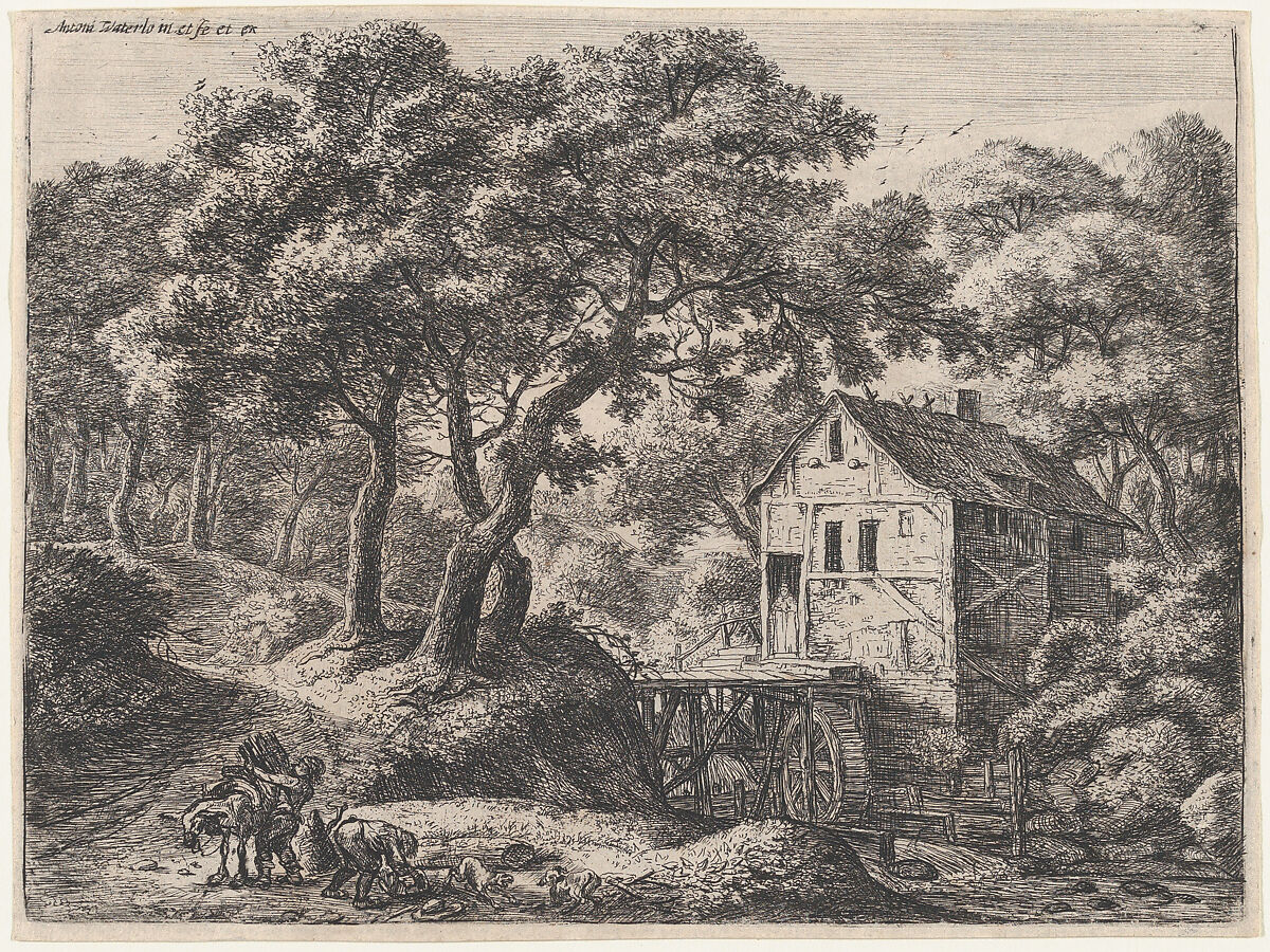 The Mill in the Woods, Etched by Anthonie Waterloo (Dutch, Lille 1609–1690 Utrecht), Etching; second state 