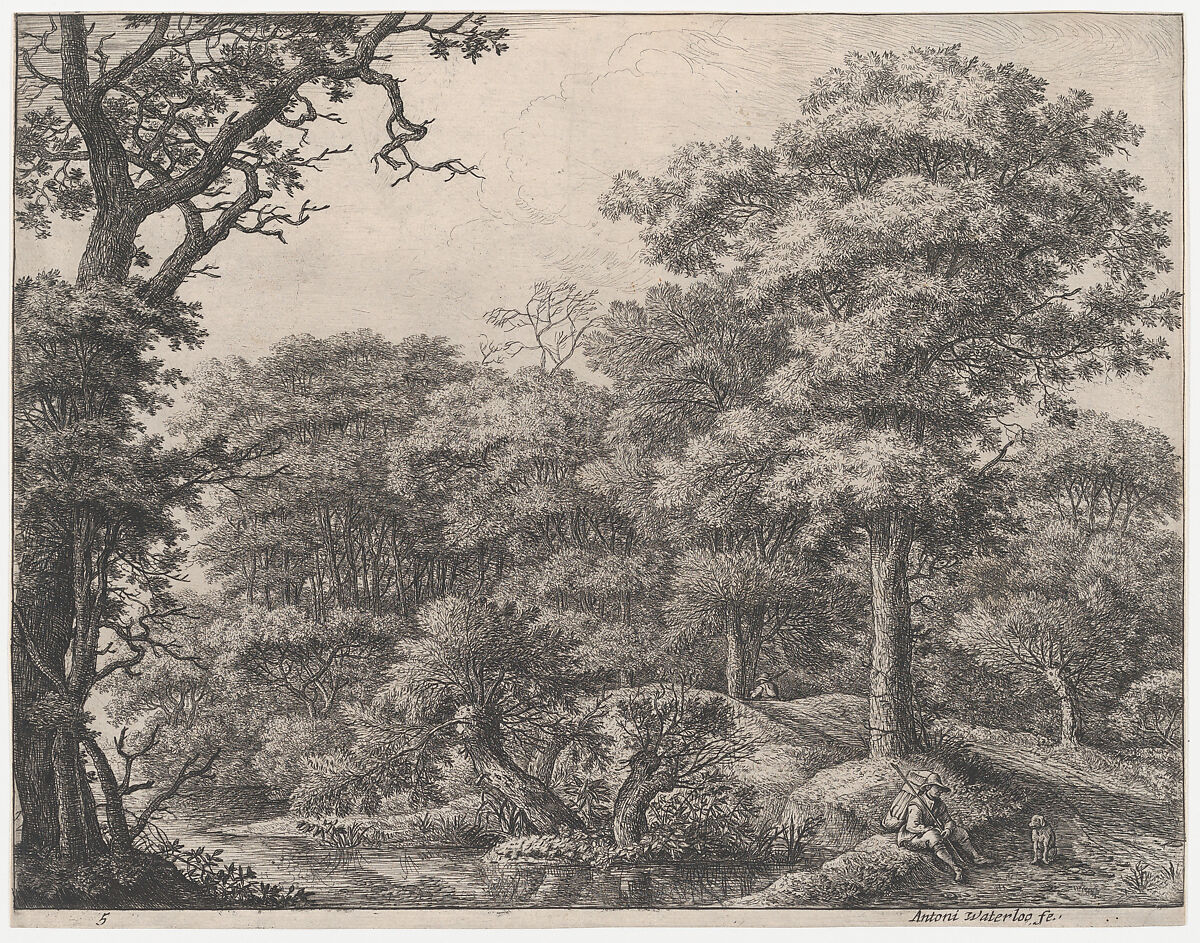 Travelers Resting in the Forest, Etched by Anthonie Waterloo (Dutch, Lille 1609–1690 Utrecht), Etching; second state of four 