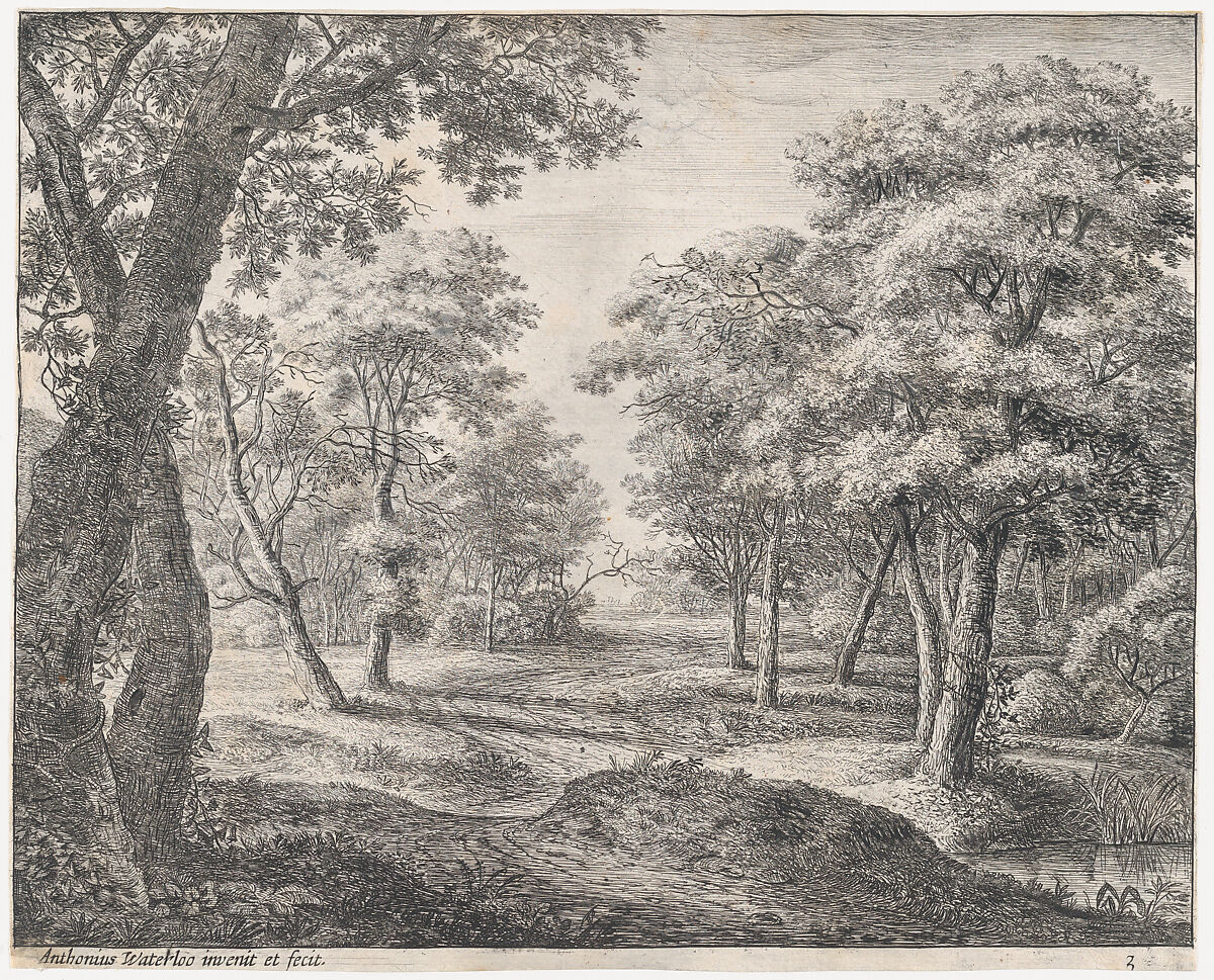 The Road Through the Woods, Etched by Anthonie Waterloo (Dutch, Lille 1609–1690 Utrecht), Etching; first state of two 