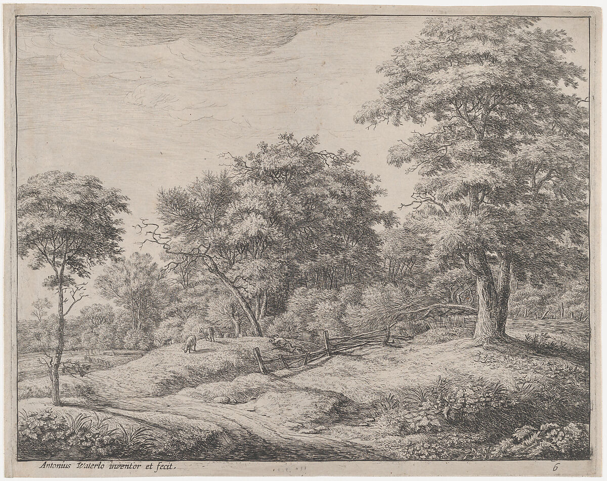 The Shepherd Asleep On a Little Hill, Etched by Anthonie Waterloo (Dutch, Lille 1609–1690 Utrecht), Etching; first state of three 
