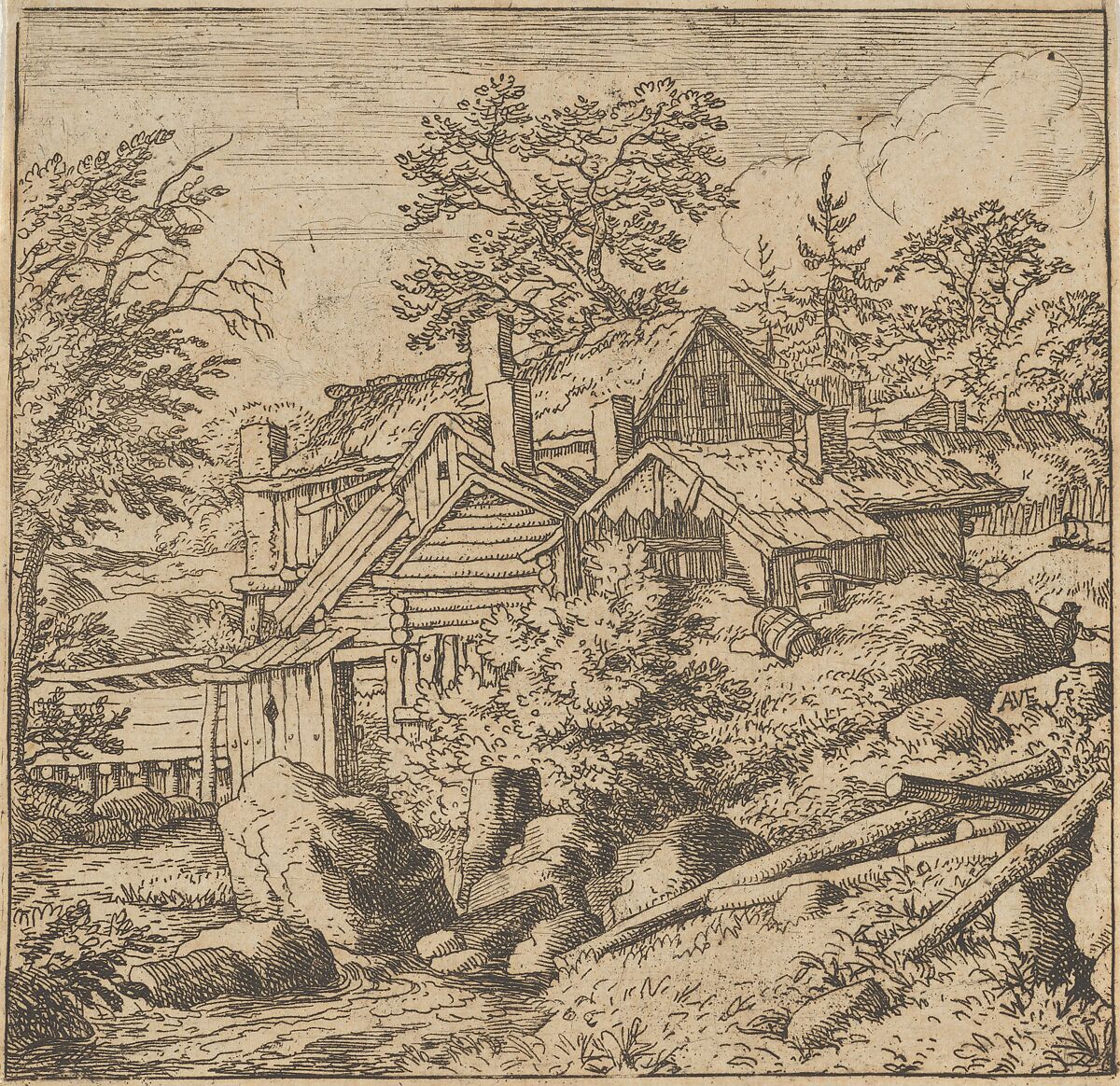 The Hamlet on the Mountain Side, Allart van Everdingen (Dutch, Alkmaar 1621–1675 Amsterdam), Etching; fourth state of four 