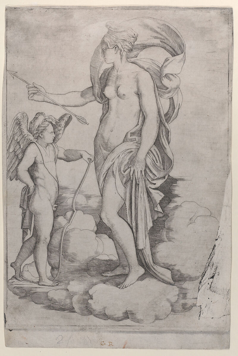 Venus and Cupids on Clouds, Attributed to Jacopo Francia (Italian, before 1486–1557), Engraving