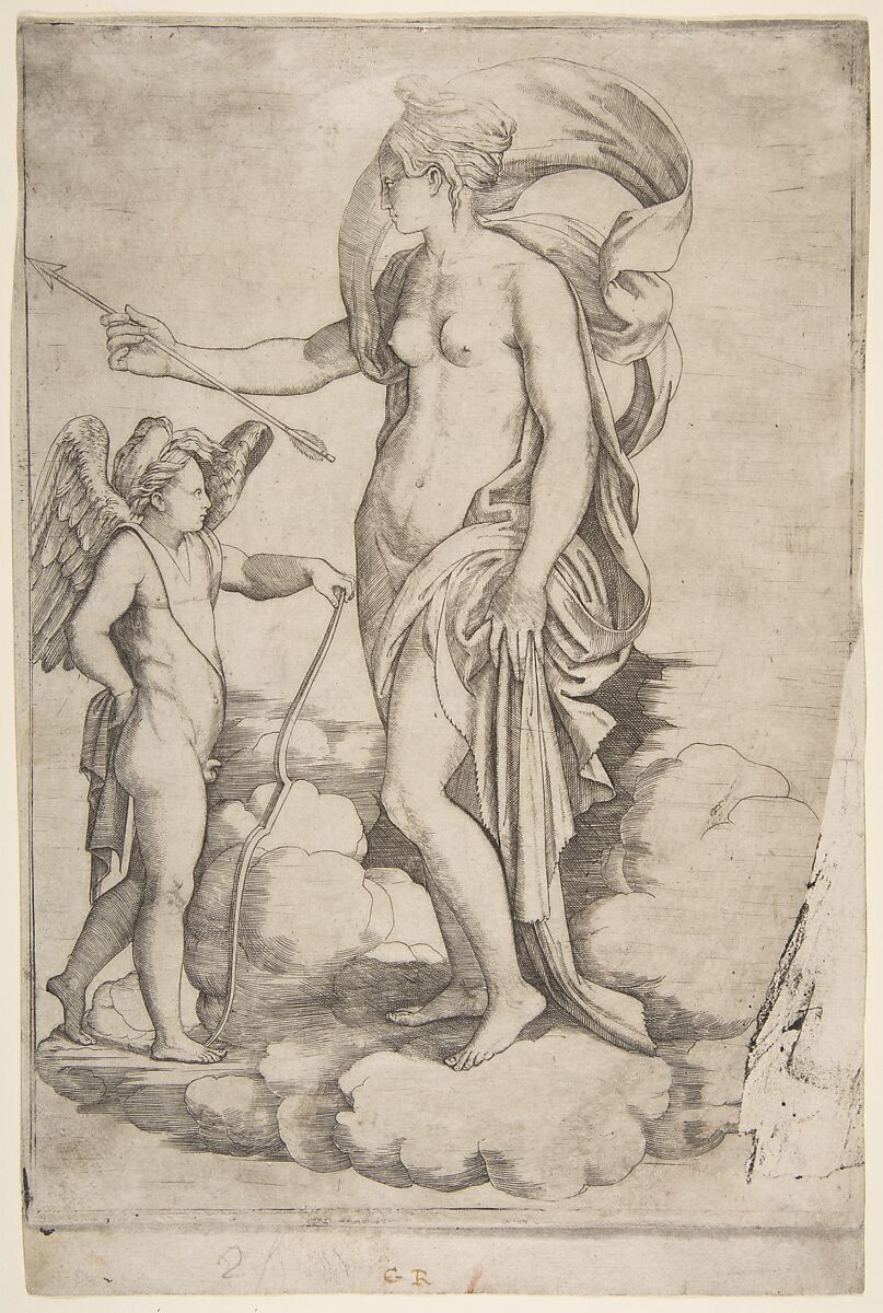 Venus and Cupids on Clouds, Attributed to Jacopo Francia (Italian, before 1486–1557), Engraving 