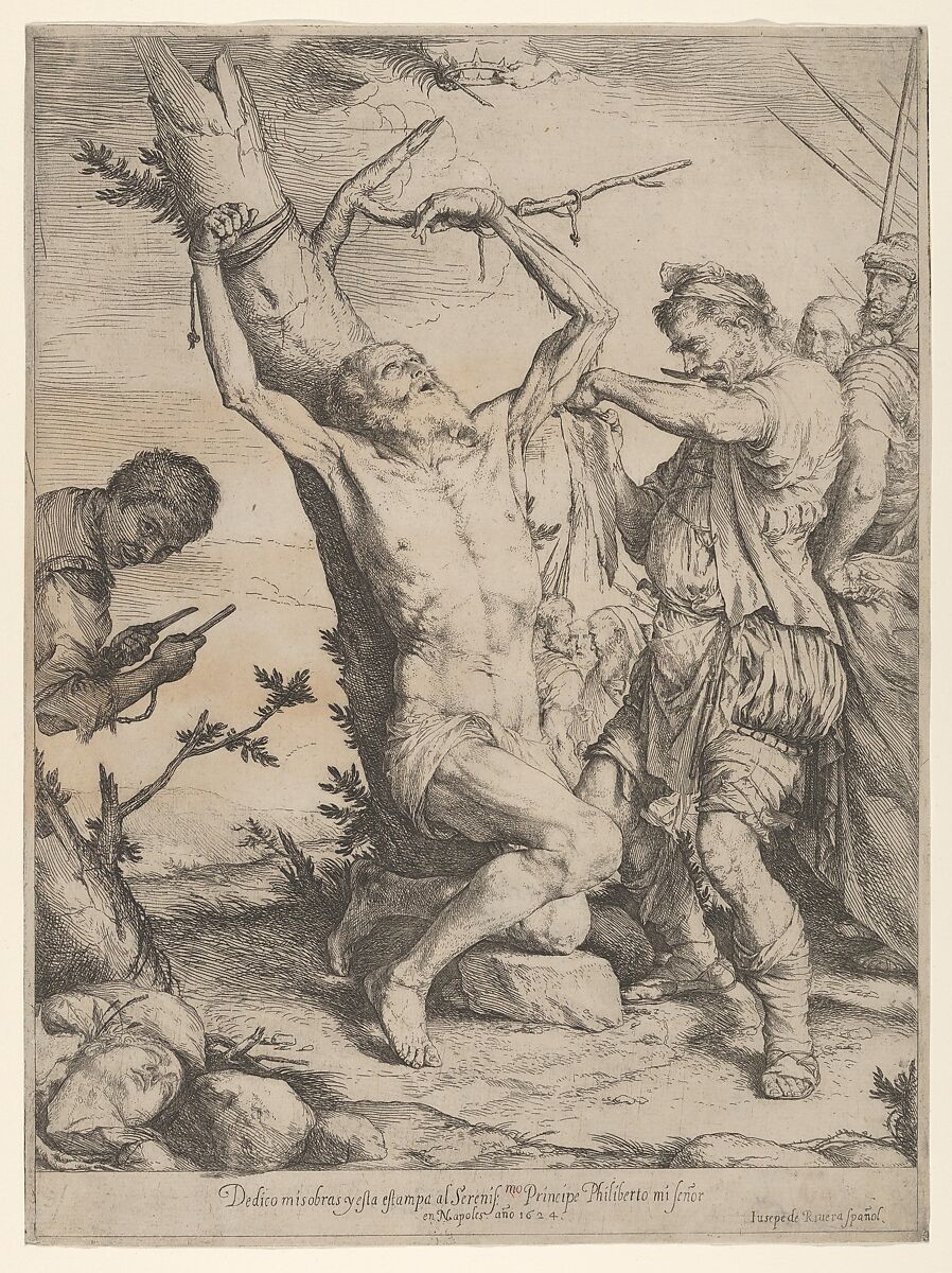 The Martyrdom of Saint Bartholomew, Jusepe de Ribera (called Lo Spagnoletto) (Spanish, Játiva 1591–1652 Naples), Etching and engraving 