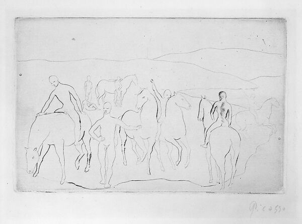 The Watering Place, Pablo Picasso (Spanish, Malaga 1881–1973 Mougins, France), Drypoint, before steel facing