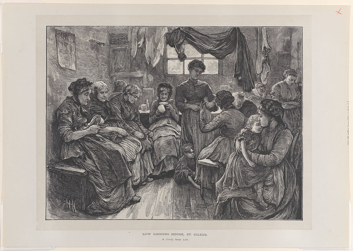 Low Lodging House, St. Giles's; A Study from Life, from "The Graphic," vol. 6, After Sir Hubert von Herkomer (British, Waal, Bavaria 1849–1914 Budleigh Salterton, Devon), Wood engraving 