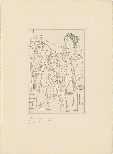 Oath of Women, from Lysistrata by Aristophanes, Pablo Picasso (Spanish, Malaga 1881–1973 Mougins, France), Etching 