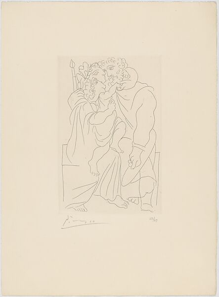 Couple and Child, from Lysistrata by Aristophanes, Pablo Picasso (Spanish, Malaga 1881–1973 Mougins, France), Etching 