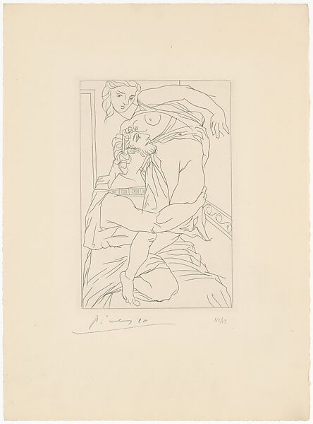 Cinésias and  Myrrhine, from Lysistrata by Aristophanes, Pablo Picasso (Spanish, Malaga 1881–1973 Mougins, France), Etching 